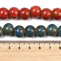 Handmade Fancy Antique Glazed Porcelain Ceramic Round Beads Strands&nbsp;PORC-L019-13mm-M