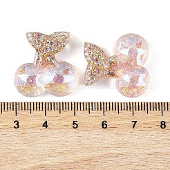 透明エポキシ樹脂フルーツチェリーデコデンカボション  グリッターパウダー付き  小麦  22.5x22x6.5mm&nbsp;CRES-M034-08C