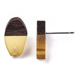 Transparent Resin & Walnut Wood Stud Earring Findings&nbsp;MAK-N032-010A-A02