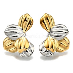 304 Stainless Steel Two-tone Stud Earrings for Women&nbsp;EJEW-R023-01GP-07