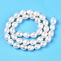 天然養殖淡水パールビーズ連売り  ライス  古いレース  8~10x7.5~8.3mm  穴：0.6mm  約36個/連  13.98''（35.5センチメートル）&nbsp;PEAR-N012-07U