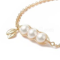Shell Pearl & Leaf Charm Bracelet&nbsp;BJEW-TA00239