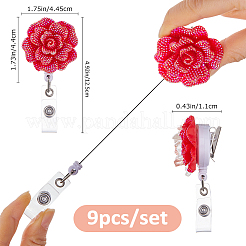 9Pcs Resin Rose Flower Badge Reels&nbsp;HJEW-FH00285