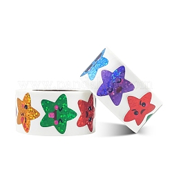 プラスチックレーザースター報酬ステッカーロール  教師生徒用防水粘着デカール  ミックスカラー  25mm  500PCS /ロール&nbsp;PW-WG60442-01