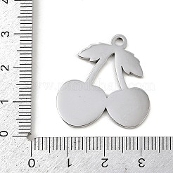 304ステンレスペンダント  チェリーチャーム  変色防止  ステンレス鋼色  27.5x26x1.5mm  穴：2mm&nbsp;STAS-I338-04P