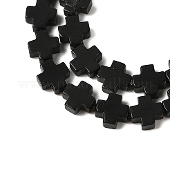 合成サンゴビーズ連売り  染め  クロス  ブラック  9x9x4mm  穴：1.2mm  約35個/連  12.99''（33センチメートル）&nbsp;CORA-L044-A17