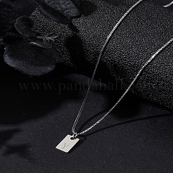 1Pc Stainless Steel Letter Rectangle Pendant Necklaces&nbsp;NJEW-LP0001-34Y-P