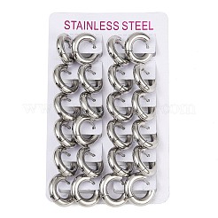 202ステンレススチール研磨フープピアス  316サージカルステンレスピン  ステンレス鋼色  20x5mm  ピン：1mm&nbsp;EJEW-M106-02P-08