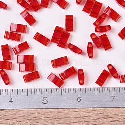 MIYUKIハーフティラビーズ  日本製シードビーズ  2の穴  （htl140)透明な赤オレンジ  5x2.3x1.9mm  穴：0.8mm  約1250個/50g&nbsp;SEED-X0054-HTL140