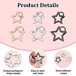 12Pcs 6 Styles Zinc Alloy Spring Gate Rings&nbsp;FIND-NB0005-52