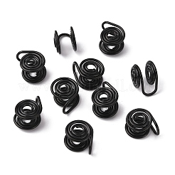 304ステンレススチールスパイラルパッドカフイヤリング  ピアスのない耳用のワイヤーラップジュエリー.  電気泳動黒  12x10x7.5~8mm&nbsp;KK-WH0051-27EB
