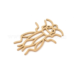 ステンレスペンダント201個  レーザー切断  昆虫コオロギチャーム  18KGP本金メッキ  33.5x23x1mm  穴：2mm&nbsp;STAS-Z109-18G