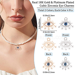 8Pcs 2 Colors Brass Micro Pave Cubic Zirconia Pendants&nbsp;KK-BBC0002-55