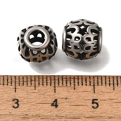 304ステンレススチールヨーロピアンビーズ  大穴ビーズ  花とロンデル  アンティークシルバー  10.5x10mm  穴：4mm&nbsp;STAS-D191-13A-AS
