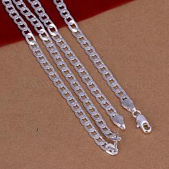 Popular Silver Color Plated Brass Curb Chain Necklaces For Men&nbsp;NJEW-BB12724-24