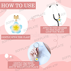 12Pcs 6 Colors Flower Resin Stethoscope Pendant Decorations&nbsp;HJEW-SP0001-55