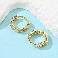 真鍮マイクロペーブキュービックジルコニアハギーフープピアス  フラワーリング  18KGP本金メッキ  13.5x4mm  ピン：1mm&nbsp;EJEW-N011-03G