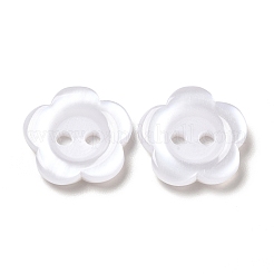 樹脂ボタン  染め  花  ホワイト  15x3mm  穴：1mm&nbsp;RESI-D031-15mm-01