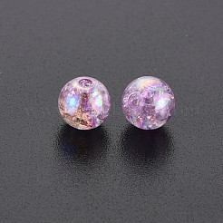 クリアクラックアクリルビーズ  ABカラーメッキ  ラウンド  スミレ  8x7mm  穴：1.8mm  約1745個/500g&nbsp;MACR-S373-66-L01