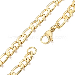 メンズ 201 ステンレススチール フィガロチェーン ネックレス  ゴールドカラー  21.65インチ（55cm）  ワイド：5mm&nbsp;NJEW-N050-A08-5-55G