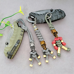 24個 2色 合金 EDC ヨーロピアンビーズ  パラシュートストリングビーズ  大穴ビーズ  ナイフストラップキーホルダーブレスレット用  スカル  アンティークシルバー＆アンティーク金色  18.5x10.5x13.5mm  穴：6.5mm  12個/カラー&nbsp;FIND-FG0005-48