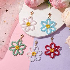 Flower Glass Beads Pendant Decorations&nbsp;HJEW-TA00203