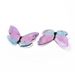 クリア樹脂カボション  金箔  蝶  ライラック  37~38x38~42x3.5~4mm&nbsp;RESI-L036-10B-08