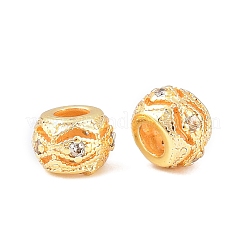 Brass Micro Pave Clear Cubic Zirconia Beads&nbsp;KK-C142-12A-G