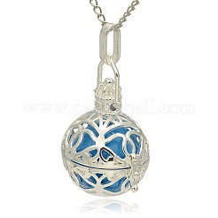 Silver Color Plated Brass Hollow Round Cage Pendants&nbsp;LS-KK-J240-02S