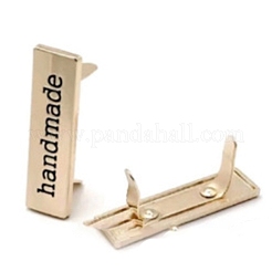 合金装飾バックル  製袋用  ワード手作りの長方形  ゴールドカラー  1.2x4cm&nbsp;PW-WG48312-01