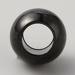 ラックメッキ304ステンレススチールビーズ  大穴ビーズ  ラウンド  電気泳動黒  8mm  穴：4.5mm&nbsp;STAS-WH0043-19F-EB