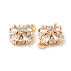 真鍮チャーム  ガラスのチャームを持つ  花  18KGP本金メッキ  13.5x11x4mm  穴：1.4mm&nbsp;KK-F860-41G