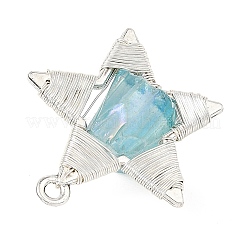 Electroplated Natural Quartz Faceted Copper Wire Wrapped Pendants&nbsp;PALLOY-TA00443-01