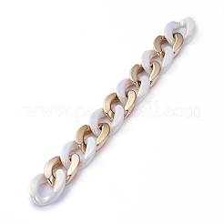 Handmade CCB Plastic & Opaque Acrylic Cuban Link Chain&nbsp;AJEW-JB00676