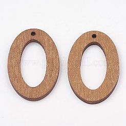 梨の木の中空ペンダント50個  染め  楕円形のチャーム  ペルー  30~33.5x20~22x2.5mm  穴：1.6~1.8mm&nbsp;WOOD-CA0001-78