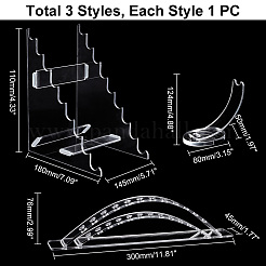 アクリルペンホルダー3個  取り外し可能なマルチペンラック  透明  80~300x45~145x76~110mm&nbsp;AJEW-AR0001-76