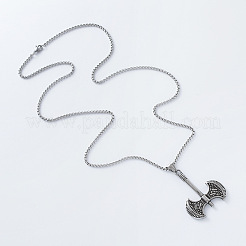 Hip Hop Street Style 304 Stainless Steel Axe Pendant Box Chain Necklaces for Men&nbsp;IG7443