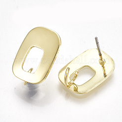合金製スタッドピアスパーツ  スチールピンと  カン付き  長方形  ライトゴールド  16x11mm  穴：3mm  ピン：0.7mm&nbsp;PALLOY-T065-05