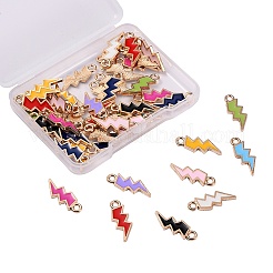 合金エナメルチャーム  ライトニング  ライトゴールド  ミックスカラー  20.5x7.5x1.5mm  穴：2mm  10色  5個/カラー  50個/箱&nbsp;ENAM-CJ0001-51