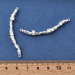 真鍮マイクロパヴェクリアキュービックジルコニアテクスチャカーブスティックリンクコネクターチャーム  ラックめっき  長持ちメッキ  鉛フリー＆カドミウムフリー  銀  51.5x5x5.5mm  穴：1.2mm&nbsp;KK-Z156-18S