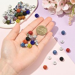 30個10色ポリマークレイラインストーンと70個10色真鍮ラインストーンスペーサービーズファインディングキット  ミックスカラー  10mm  穴：1.5mm&nbsp;DIY-FS0010-52