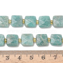 天然石アマゾナイトビーズ連売り  正方形  多面カット  シードビーズで  10x10x5mm  穴：1mm  約31個/連  14.96インチ（38cm）&nbsp;G-L642-L04-10mm