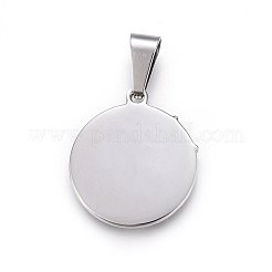 変色しない304ステンレススチールペンダント  スターとフラットラウンド  ステンレス鋼色  28.5x25x2.5mm  穴：10x5mm&nbsp;STAS-P211-18P