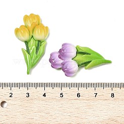 不透明な樹脂カボション  チューリップ  ミックスカラー  38x21x7mm&nbsp;CRES-E003-02