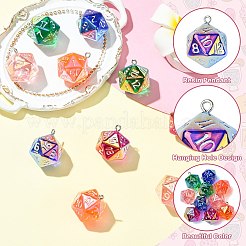 電気メッキレジンペンダント  サイコロ  白金鉄パーツ  ミックスカラー  27x20x20mm  穴：2mm&nbsp;RESI-CJC0023-15