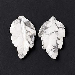 天然石ハウライトペンダント  葉のチャーム  41.5x25~26x5mm  穴：0.8mm&nbsp;G-I336-01-25