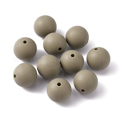 シリコンビーズ  ラウンド  オリーブドラブ  15mm  穴：3mm&nbsp;SIL-TAC0001-03B