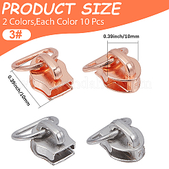 20Pcs 2 Colors Alloy Zipper with D Ring&nbsp;SENE-CY0001-12A