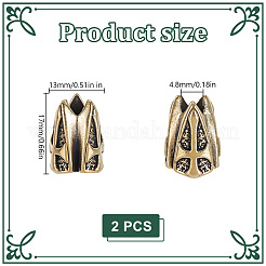 真鍮ビーズ2個  クロス  アンティーク黄金  17x13mm  穴：4.8mm  2個/セット&nbsp;KK-HY0004-26AG