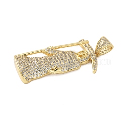 Brass Micro Pave Cubic Zirconia Pendants&nbsp;KK-P293-35B-G